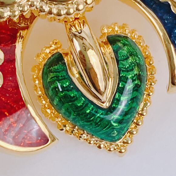 VTG Signed Joan Rivers Byzantine Fleur De Lis Colorful Enamel Brooch Collectible - Picture 5 of 10
